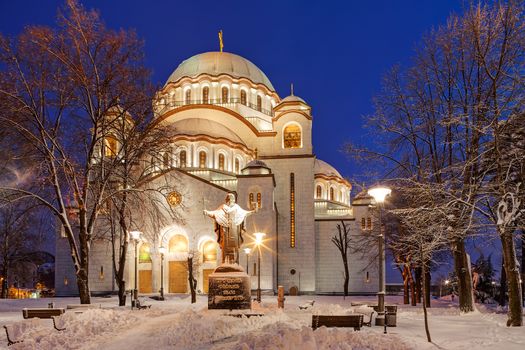 Saint Sava temple at night, Belgrade Serbia