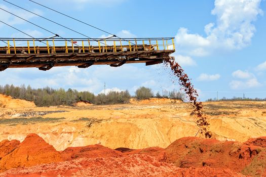 Open coal mining pit with heavy machinery