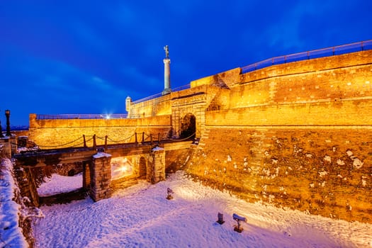 Belgrade fortress and Kalemegdan park with dramatic clouds 