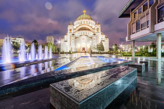 Saint Sava temple at night, Belgrade Serbia