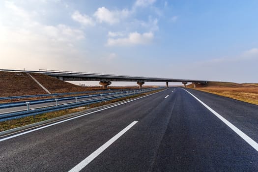 New asphalt road and bridge