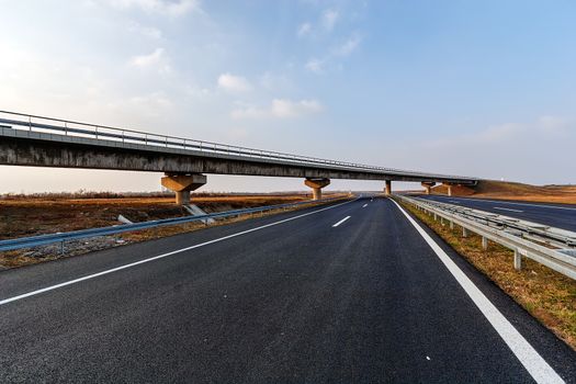 New asphalt road and bridge