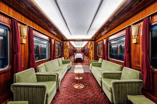 interior of luxury old train carriage