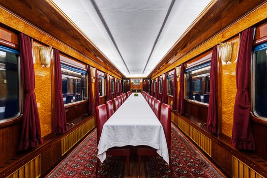 interior of luxury old train carriage