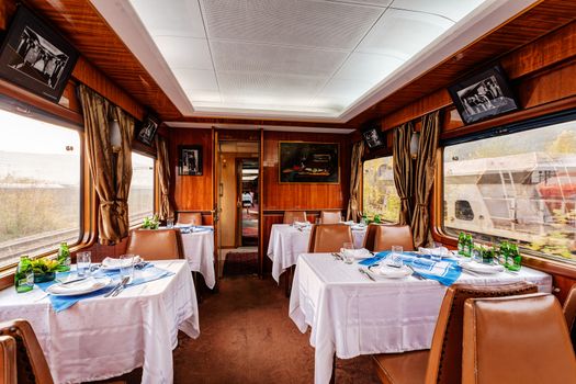 interior of luxury old train carriage