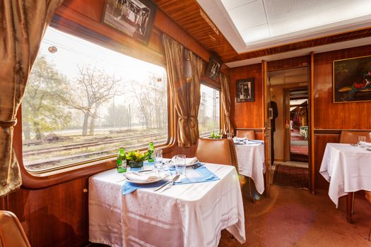 interior of luxury old train carriage