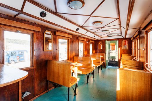 interior of luxury old train carriage