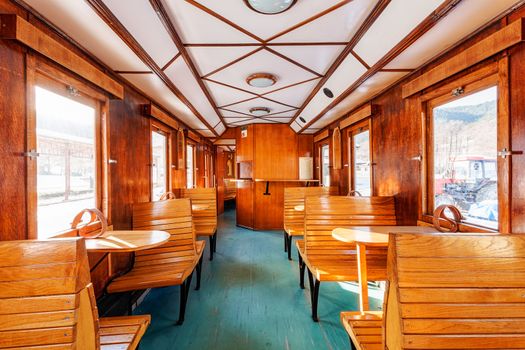 interior of luxury old train carriage