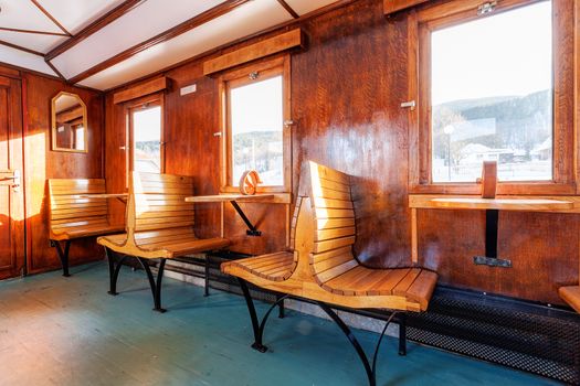 interior of luxury old train carriage