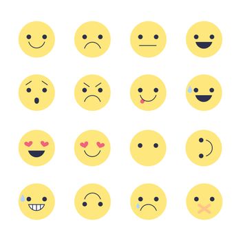 Set emoticons icons for applications and chat. Emoticons with different emotions isolated on white background. Large collection of smiles.