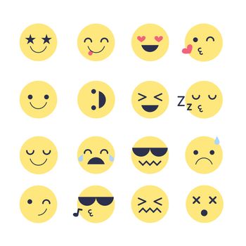 Set emoticons icons for applications and chat. Emoticons with different emotions isolated on white background. Large collection of smiles.