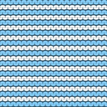 Seamless knitted background. Knitted realistic seamless pattern of white and blue color. Reverse side.