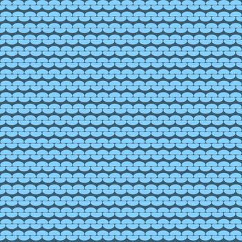 Seamless knitted background. Knitted realistic seamless pattern of blue color. Reverse side.
