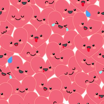 Funny background with pink hearts. Seamless pattern for your design wedding invitations, greeting cards or Valentine's Day.
