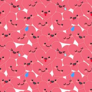 Funny background with pink hearts. Seamless pattern for your design wedding invitations, greeting cards or Valentine's Day.