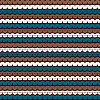 Seamless knitted background. Knitted realistic seamless pattern of brown white and green color. Reverse side.