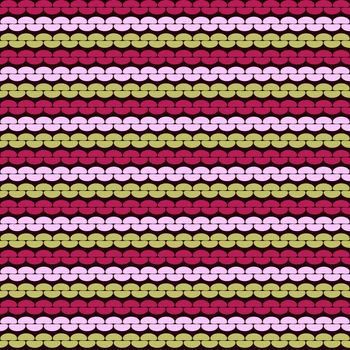 Seamless knitted background. Knitted realistic seamless pattern of green red and pink color. Reverse side.