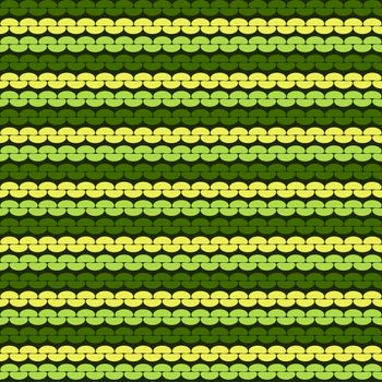 Seamless knitted background. Knitted realistic seamless pattern of green and yellow color. Reverse side.