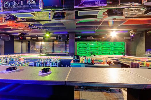 Interior of  night club with vivid colors