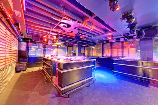 Interior of  night club with vivid colors