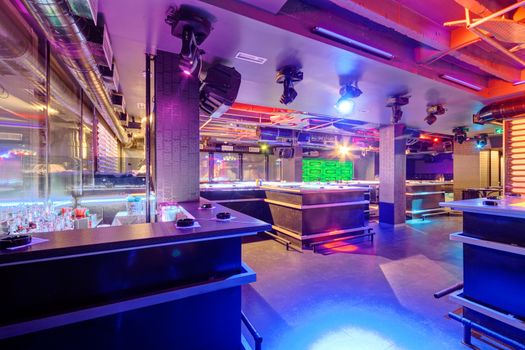 Interior of  night club with vivid colors