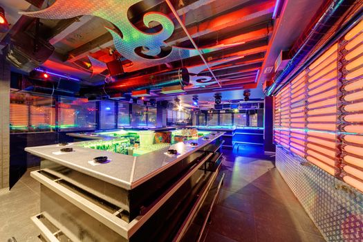 Interior of  night club with vivid colors