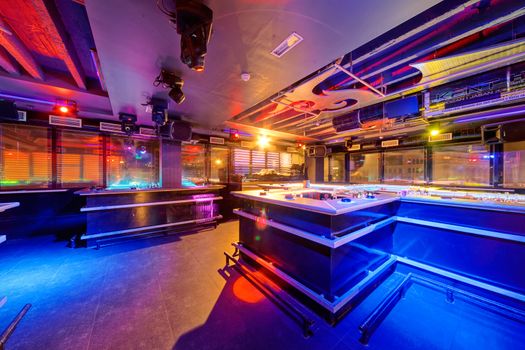 Interior of  night club with vivid colors