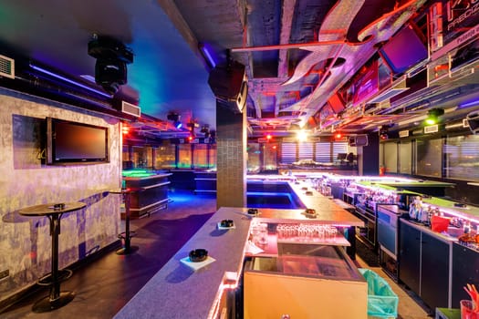 Interior of  night club with vivid colors