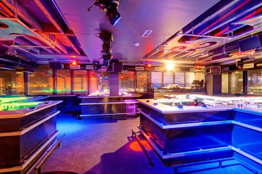 Interior of  night club with vivid colors