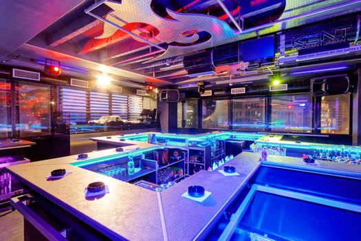 Interior of  night club with vivid colors