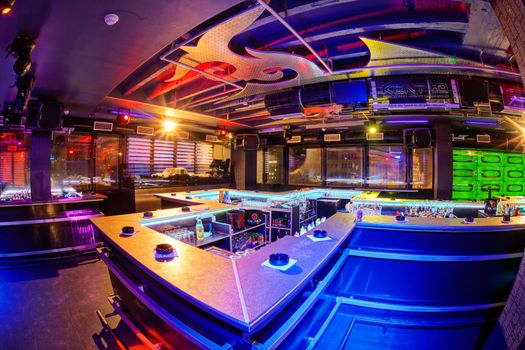 Interior of  night club with vivid colors