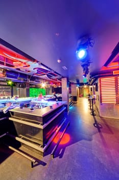 Interior of  night club with vivid colors