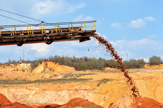 open mining pit with heavy machinery