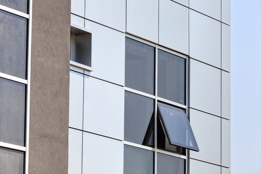 Details of aluminum facade and aluminum panels