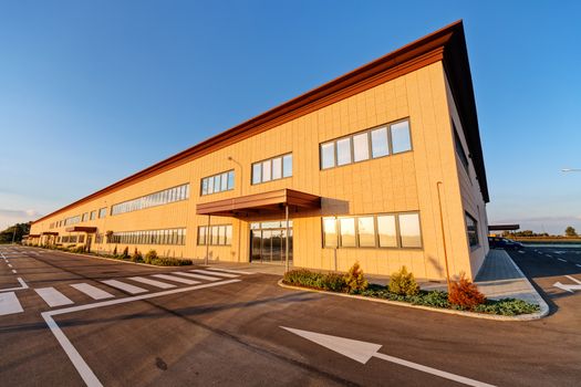 Exterior of industrial building on a sunny day