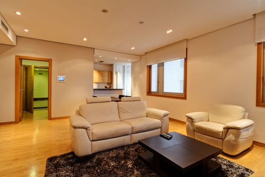 interior of modern apartment with empty living room