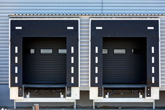 details of aluminum facade and aluminum panels on industrial building