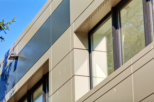 details of aluminum facade and aluminum panels