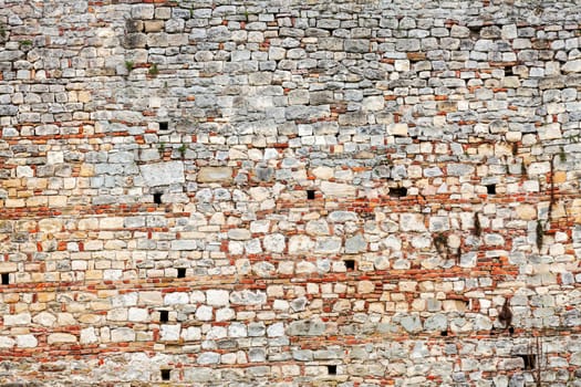 Old brick wall at Belgrade fortress, Belgrade Serbia