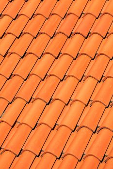 pattern detail of orange ceramic roof tiles