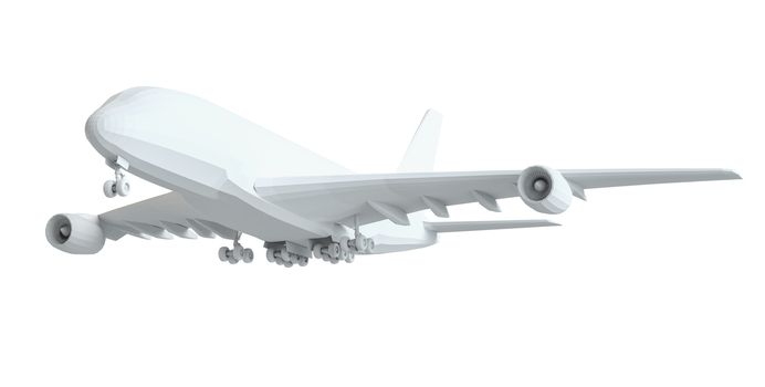 White airplane. Isolated on white background. 3d illustration