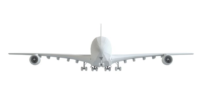 White airplane. Isolated on white background. 3d illustration