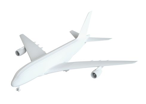 White airplane. Isolated on white background. 3d illustration