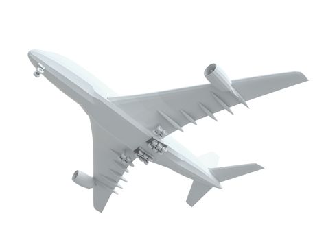 White airplane. Isolated on white background. 3d illustration