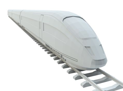 White high-speed train, isolated on white background. 3d illustration