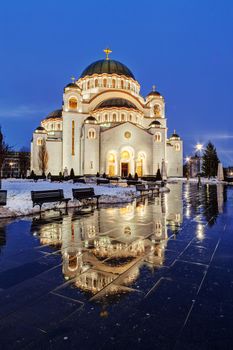 Saint Sava temple in winter, Belgrade Serbia