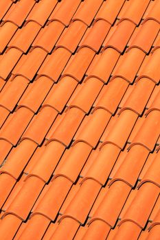 pattern detail of orange ceramic roof tiles