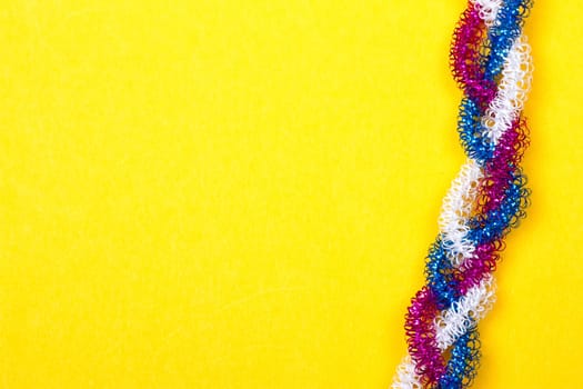 blue pink white rope on a yellow background