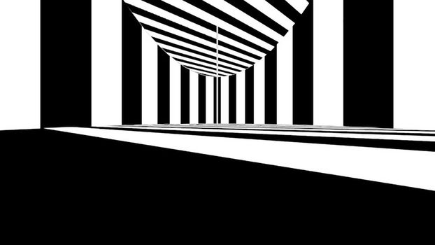 Abstract optical art. Black and white lines. 3d rendering