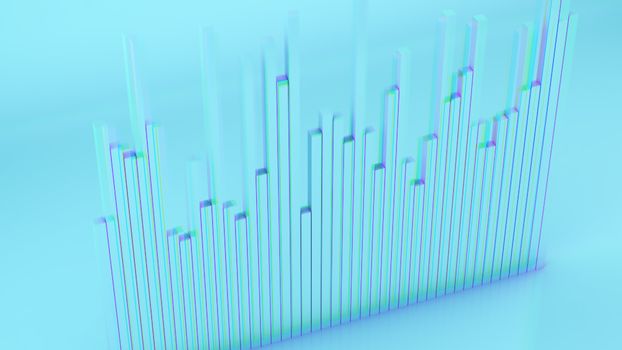 Abstract background with music graphic equalisers. 3d rendering